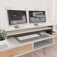 vidaXL Monitor Stand White and Sonoma Oak 100x24x13 cm Engineered Wood - Multicolour
