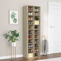 vidaXL Shoe Cabinet Sonoma Oak 54x34x183 cm Chipboard - Brown