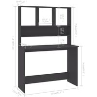 vidaXL Desk with Shelves 110x45x157 cm Chipboard Grey - Grey