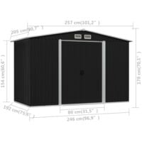 vidaXL Garden Storage Shed Steel Anthracite 257x205x178 cm