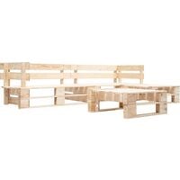 vidaXL 4 Piece Garden Pallet Lounge Set Natural Wood - Brown