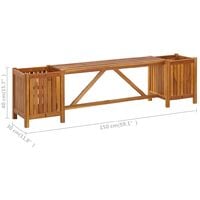 vidaXL Garden Bench with 2 Planters 150x30x40 cm Solid Acacia Wood - Brown