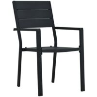 vidaXL Garden Chairs 2 pcs Black HDPE Wood Look - Black