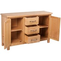 vidaXL Sideboard with 3 Drawers 110x33.5x70 cm Solid Oak Wood - Brown