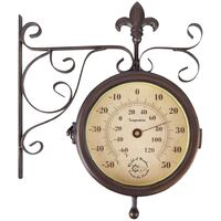 Esschert Design Station Clock with Thermometer TF005 - Brown