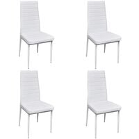 vidaXL Dining Chairs 4 pcs White Faux Leather - White