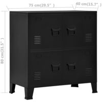 vidaXL Filing Cabinet with 4 Doors Industrial Black 75x40x80 cm Steel