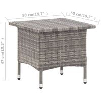 vidaXL Tea Table Grey 50x50x47 cm Poly Rattan