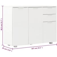 vidaXL Sideboard 107x35x76 cm High Gloss White - White