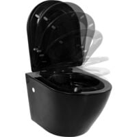 vidaXL Wall Hung Rimless Toilet Ceramic Black - Black