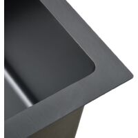 vidaXL Handmade Kitchen Sink with Strainer Black Stainless Steel - Black
