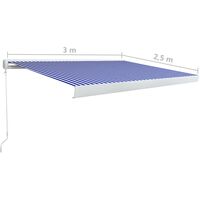 vidaXL Manual Cassette Awning 300x250 cm Blue and White - Blue