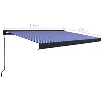 vidaXL Manual Cassette Awning 350x250 cm Blue and White - Blue
