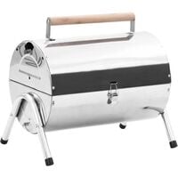 vidaXL Portable Tabletop Charcoal BBQ Grill Stainless Steel Double Grids - Silver