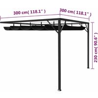 vidaXL Garden Wall Gazebo with Retractable Roof Canopy 3x3 m Anthracite