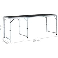 vidaXL Foldable Camping Table Grey Aluminium 180x60 cm - Grey