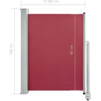vidaXL Patio Retractable Side Awning 100x300 cm Red