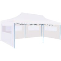 vidaXL Folding Pop-up Partytent with Sidewalls 3x6 m Steel White - White