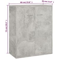 vidaXL Sideboard Concrete Grey 60x30x75 cm Chipboard - Grey
