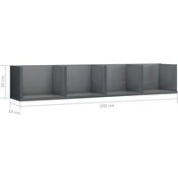 vidaXL CD Wall Shelf 100x18x18 cm Chipboard High Gloss Grey - Grey