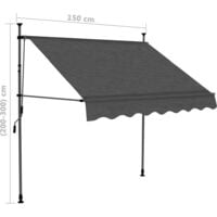 vidaXL Manual Retractable Awning with LED 150 cm Anthracite - Anthracite