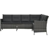 vidaXL 4 Piece Garden Lounge Set with Cushions Poly Rattan Grey - Grey