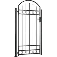 vidaXL Fence Gate with Arched Top and 2 Posts 105x204 cm Black - Black