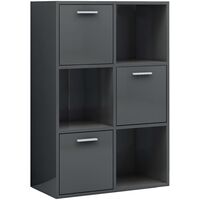vidaXL Storage Cabinet 60x29.5x90 cm Chipboard High Gloss Grey