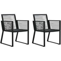 vidaXL Garden Chairs 2 pcs Black PVC Rattan - Black