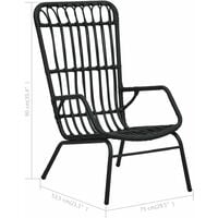 vidaXL Garden Chair Poly Rattan Black - Black