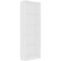 vidaXL 5-Tier Book Cabinet 60x24x175 cm Chipboard White - White