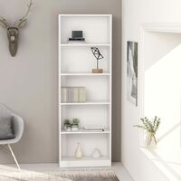 vidaXL 5-Tier Book Cabinet 60x24x175 cm Chipboard White - White
