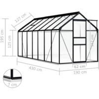 vidaXL Greenhouse with Base Frame Anthracite Aluminium 8.17 m² - Anthracite