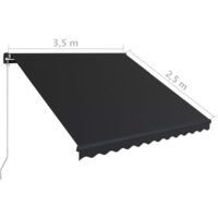 vidaXL Manual Retractable Awning 350x250 cm Anthracite