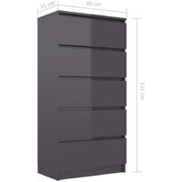 vidaXL Drawer Sideboard 60x35x121 cm Chipboard High Gloss Grey - Grey