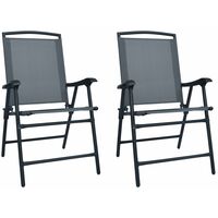 vidaXL Folding Garden Chairs 2 pcs Texilene Grey - Grey