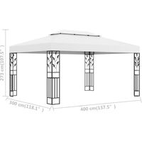 vidaXL Gazebo with Double Roof 3x4 m White - White