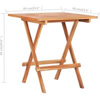 vidaXL Folding Bistro Table 60x60x65 cm Solid Teak Wood - Brown