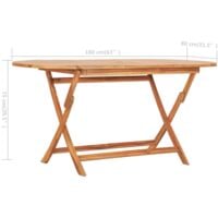 vidaXL Folding Garden Table 160x80x75 cm Solid Teak Wood - Brown