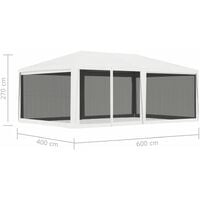 vidaXL Party Tent with 4 Mesh Sidewalls 4x6 m White - White