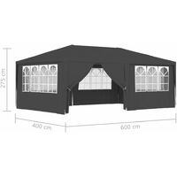 vidaXL Professional Party Tent with Side Walls 4x6 m Anthracite 90 g/m? - Anthracite