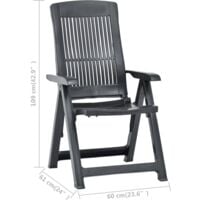 vidaXL Garden Reclining Chairs 2 pcs Plastic Anthracite - Anthracite