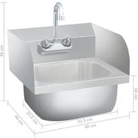 vidaXL Commercial Hand Wash Sink with Faucet Stainless Steel - Silver