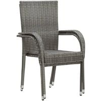 vidaXL Stackable Outdoor Chairs 2 pcs Grey Poly Rattan - Grey