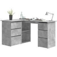 vidaXL Corner Desk 145x100x76 cm Chipboard Concrete Grey - Grey
