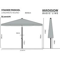 Madison Parasol Lanzarote 250 cm Round Grey - Grey
