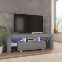 vidaXL TV Cabinet with LED Lights 130x35x45 cm High Gloss Grey - Grey