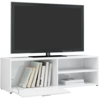 vidaXL TV Cabinet High Gloss White 120x34x37 cm Chipboard - White
