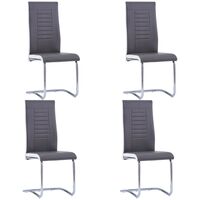 vidaXL Cantilever Dining Chairs 4 pcs Grey Faux Leather - Grey