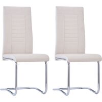 vidaXL Cantilever Dining Chairs 2 pcs Cream Fabric - Cream